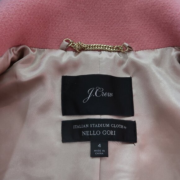J. Crew Women Wool Coat 4 Italian Stadium Cloth Nello Gori Light Pink Cocoon - Picture 6 of 10